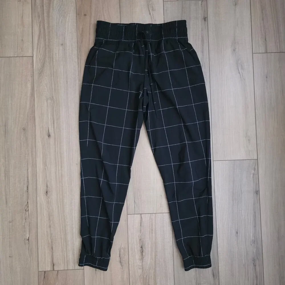 Albion Jetsetter Joggers Windowpane Black White Pants Women Sz M Tall - Picture 6 of 16